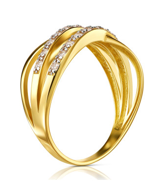 Gold braided band with cubic zirconia 8k