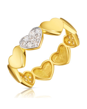 Gold heart ring with white stones