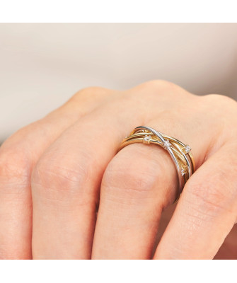 Wide 8k gold ring with interwoven pattern