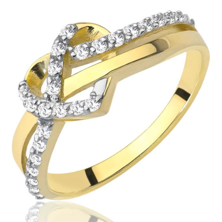 Gold engagement ring heart stones zircons P1.762 | GoldJewellery