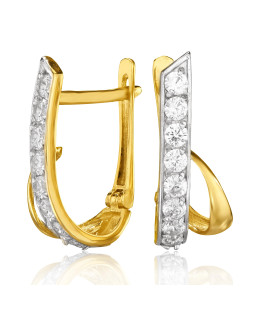 Gold earrings 8k white stones