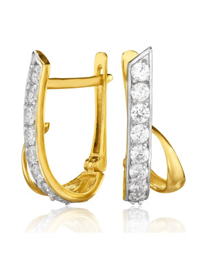 Gold earrings 8k white stones