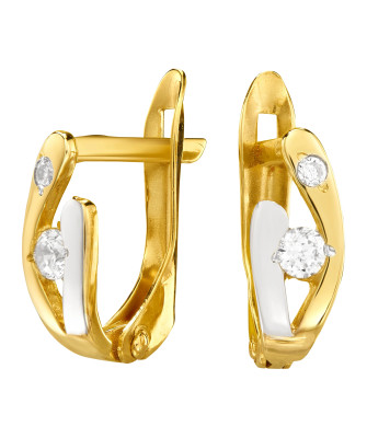 Gold earrings white stones 8k