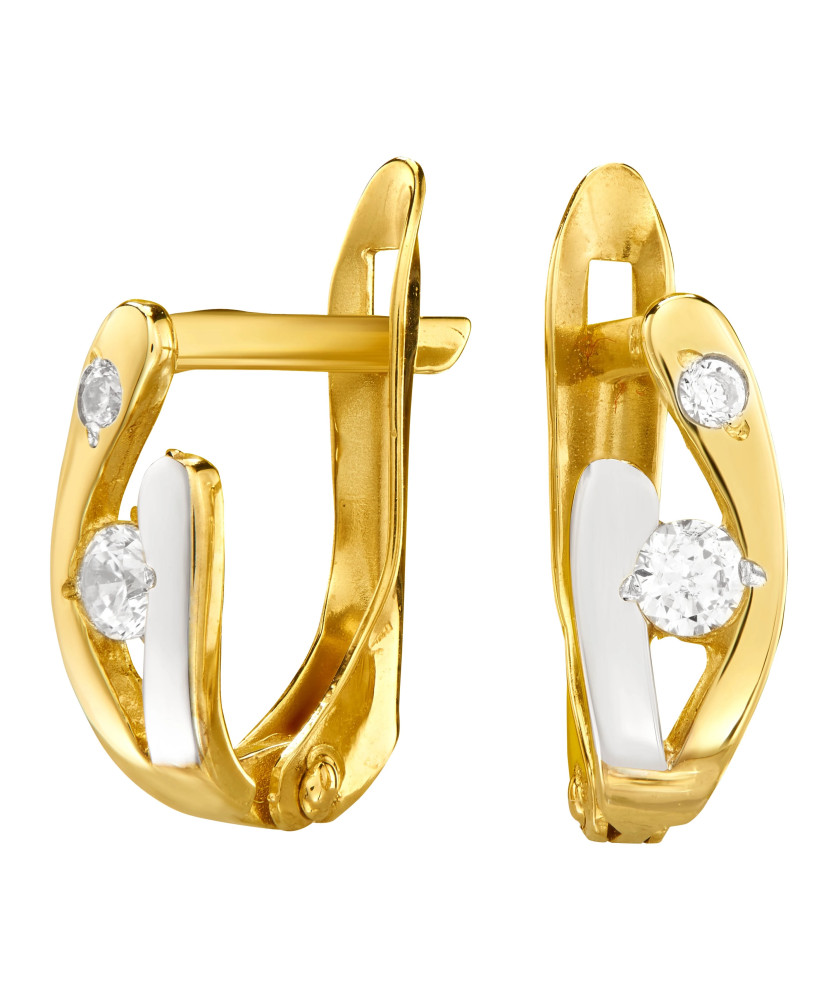 Gold earrings white stones 8k