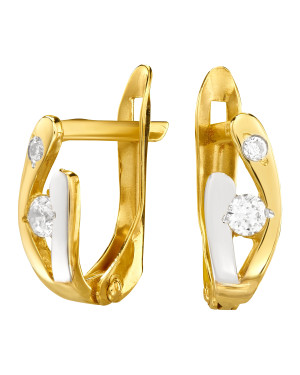 Gold earrings white stones 8k