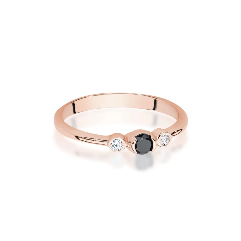 Gold Ring 585 Rose Gold With Black Diamond 0.12ct Gold Ring 585 Rose Gold With Black Diamond 0.12ct