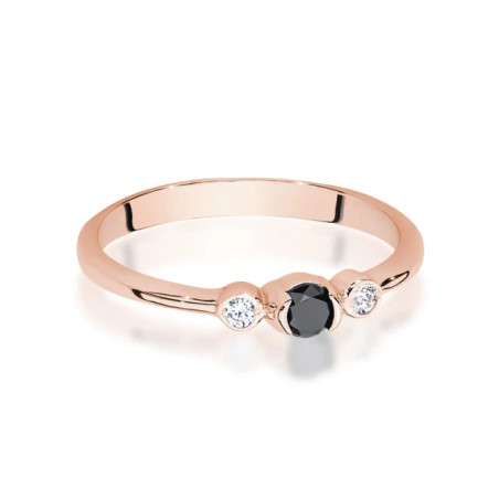 Gold Ring 585 Rose Gold With Black Diamond 0.12ct