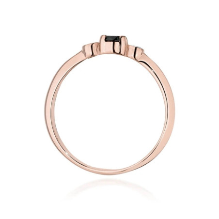 Gold Ring 585 Rose Gold With Black Diamond 0.12ct