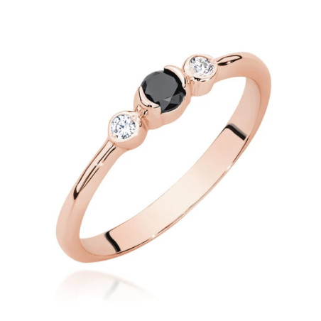 Gold Ring 585 Rose Gold With Black Diamond 0.12ct