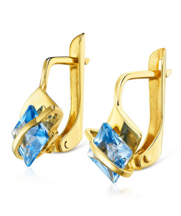 Gold earrings azure bands 14k
