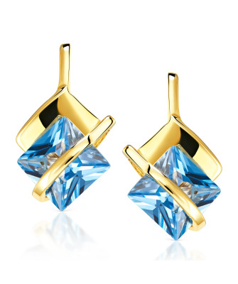 Gold earrings azure bands 14k