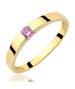 Ring band 14k with pink zirconia