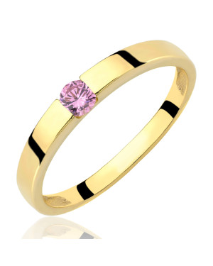 Ring band 14k with pink zirconia