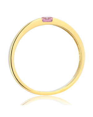 Ring band 14k with pink zirconia