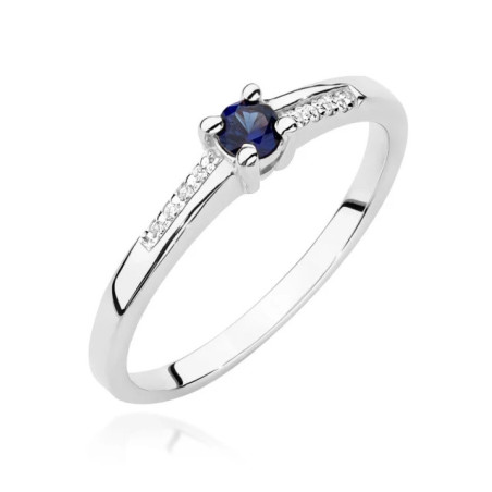 Gold Ring 585 White Gold With Sapphire Diamonds 0.15ct Certificate
