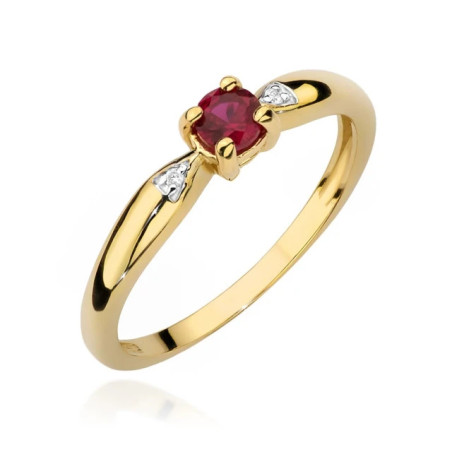 585 Gold Ring With Ruby Diamonds 0.15ct Certificate
