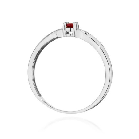 Gold Ring 585 White Gold With Ruby Diamonds 0.15ct Certificate