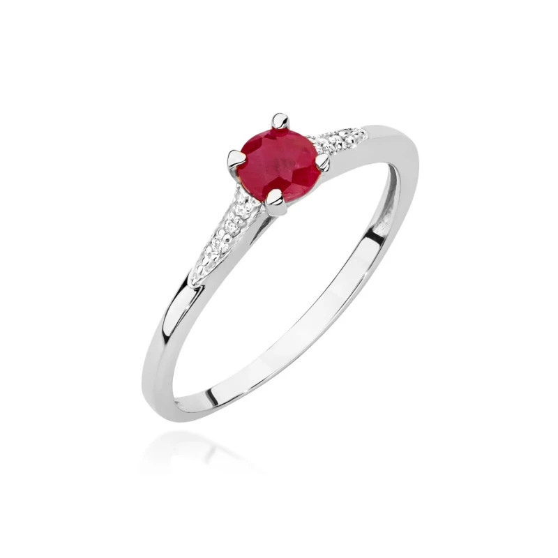 Gold Ring 585 White Gold With Ruby Diamonds 0.30ct