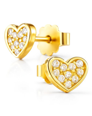 14k gold heart earrings with stones