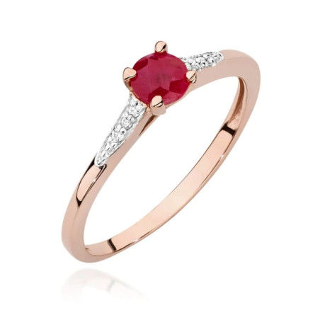Gold Ring 585 Rose Gold With Ruby Diamonds 0.30ct