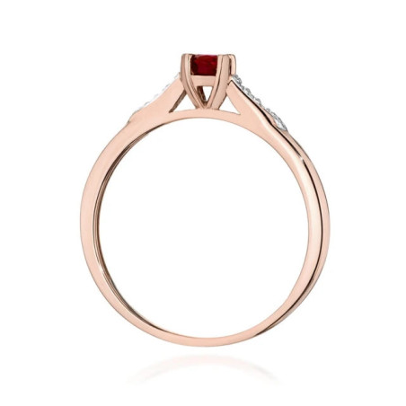Gold Ring 585 Rose Gold With Ruby Diamonds 0.30ct
