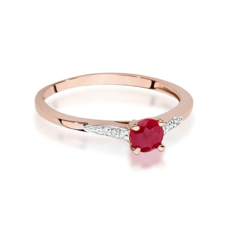 Gold Ring 585 Rose Gold With Ruby Diamonds 0.30ct