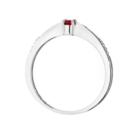 Gold Ring 585 White Gold With Ruby Diamonds 0.15ct Certificate