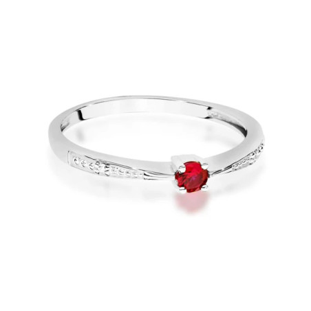 Gold Ring 585 White Gold With Ruby Diamonds 0.15ct Certificate