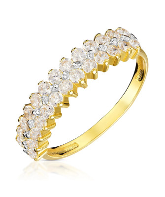 14k gold ring with white stones