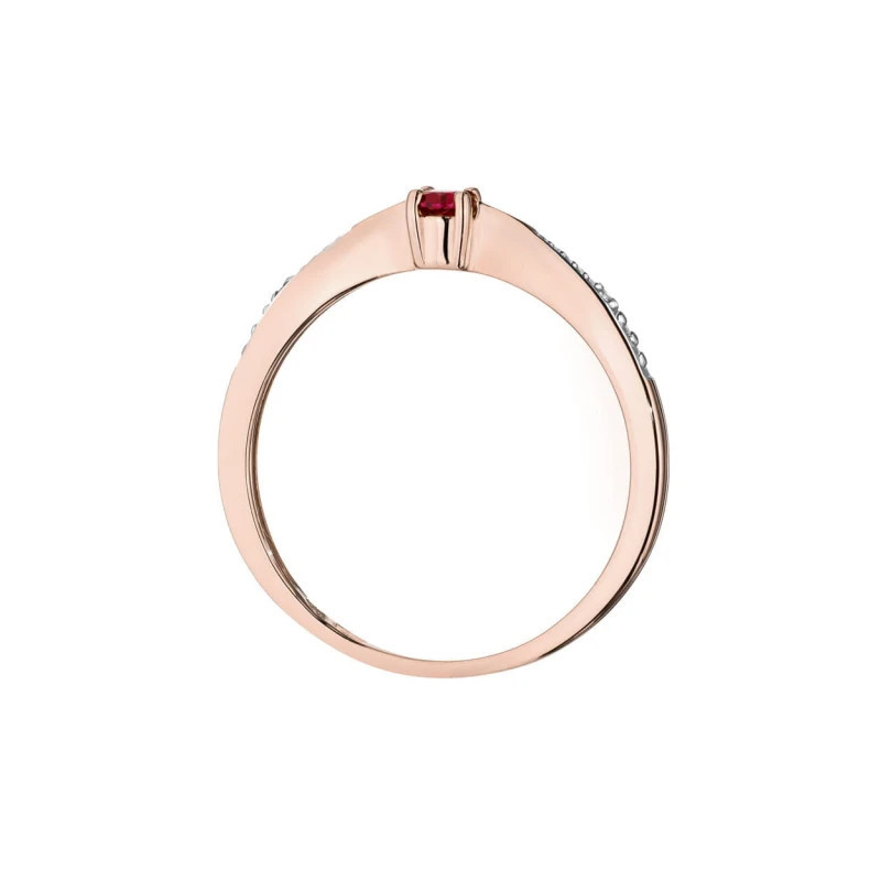 Gold Ring 585 Rose Gold With Ruby Diamonds 0.15ct Certificate Gold Ring 585 Rose Gold With Ruby Diamonds 0.15ct Certificate