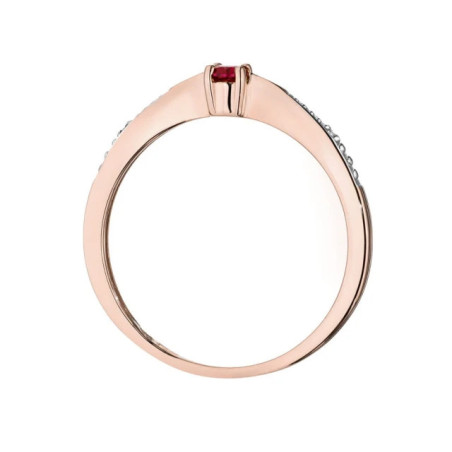 Gold Ring 585 Rose Gold With Ruby Diamonds 0.15ct Certificate