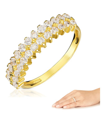 14k gold ring with white stones