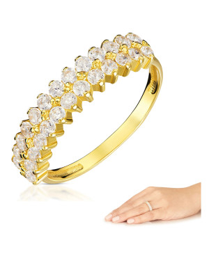14k gold ring with white stones