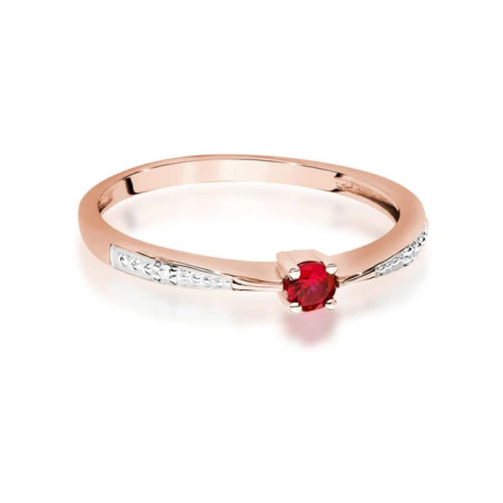Gold Ring 585 Rose Gold With Ruby Diamonds 0.15ct Certificate