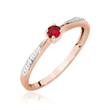 Gold Ring 585 Rose Gold With Ruby Diamonds 0.15ct Certificate