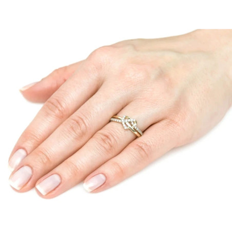 Gold engagement ring heart stones zircons P1.762 | GoldJewellery