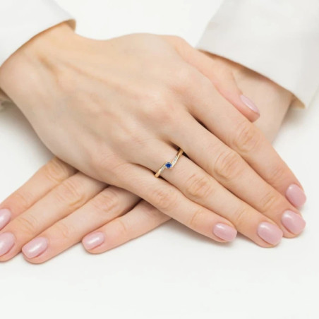 Gold Ring 585 Sapphire Diamonds 0.15 ct