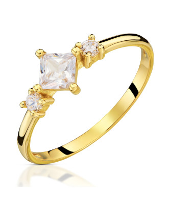 Gold ring with white stone 14k