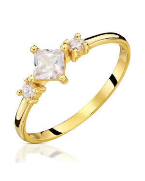 Gold ring with white stone 14k