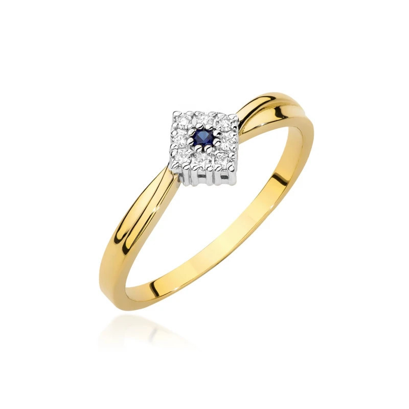 585 Gold Ring With Sapphire Diamonds 0.03ct certified