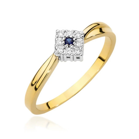 585 Gold Ring With Sapphire Diamonds 0.03ct certified