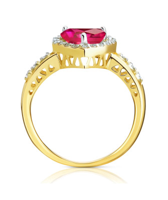 Gold engagement ring ruby heart