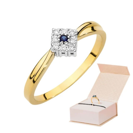 585 Gold Ring With Sapphire Diamonds 0.03ct certified