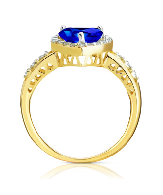 Gold engagement ring sapphire heart