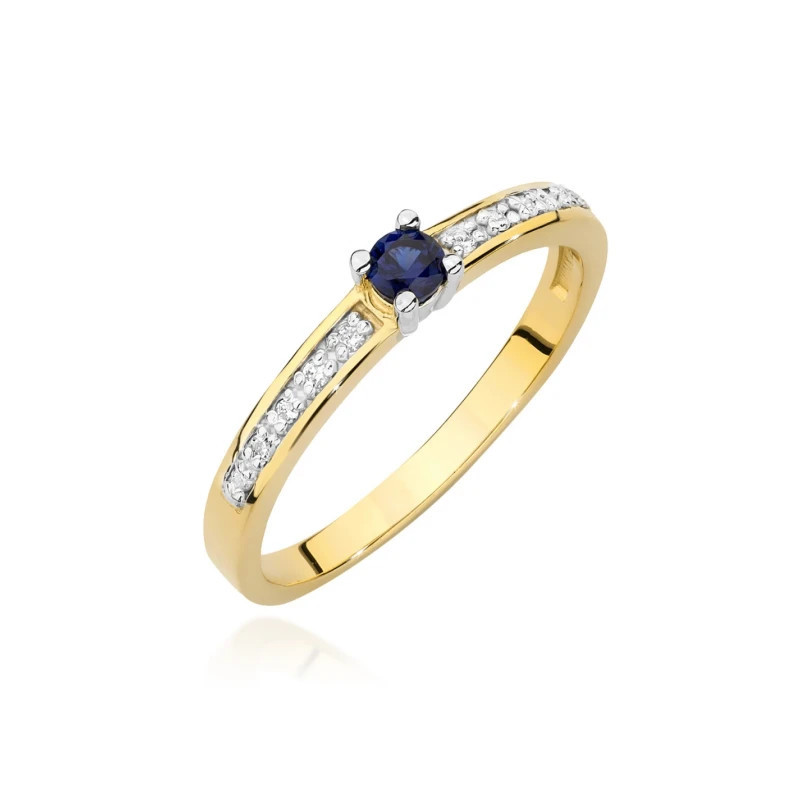 585 Gold Ring With Sapphire Diamonds 0.15 ct