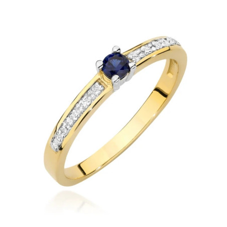 585 Gold Ring With Sapphire Diamonds 0.15 ct