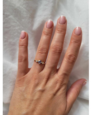 14k gold ring with a blue stone