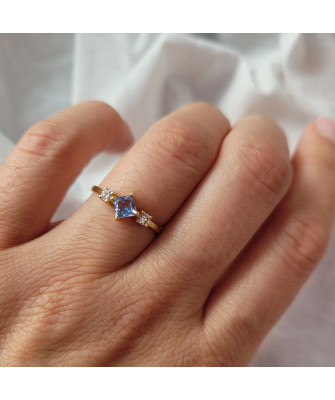 14k gold ring with a blue stone