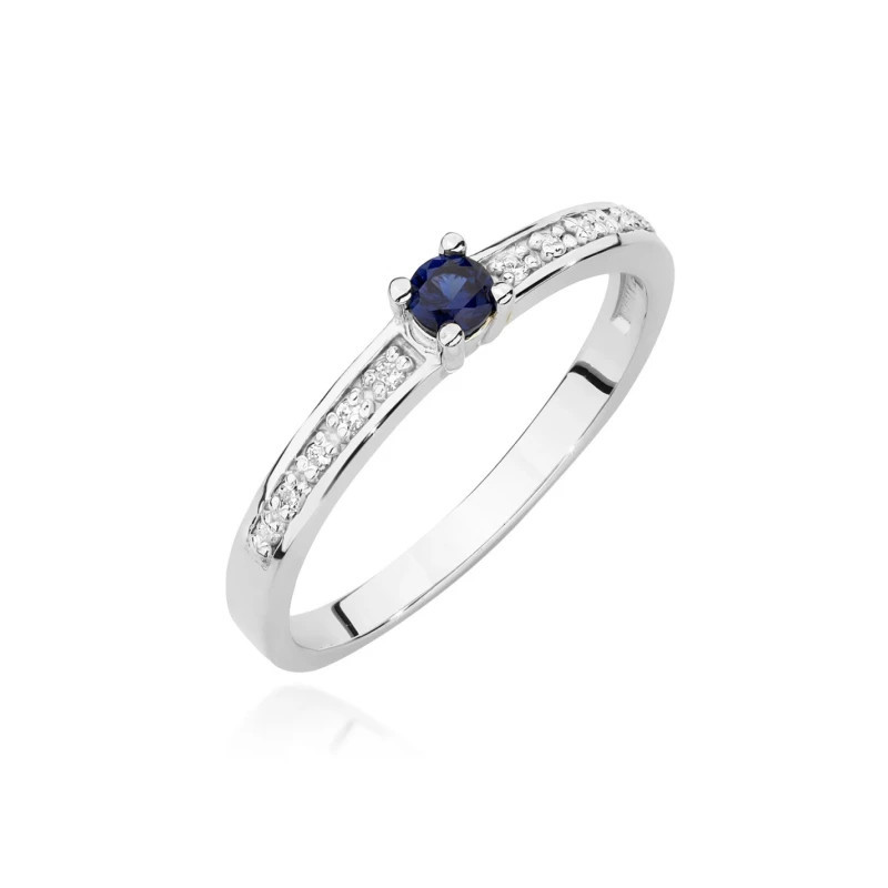 Gold Ring 585 White Gold With Sapphire Diamonds 0.15ct