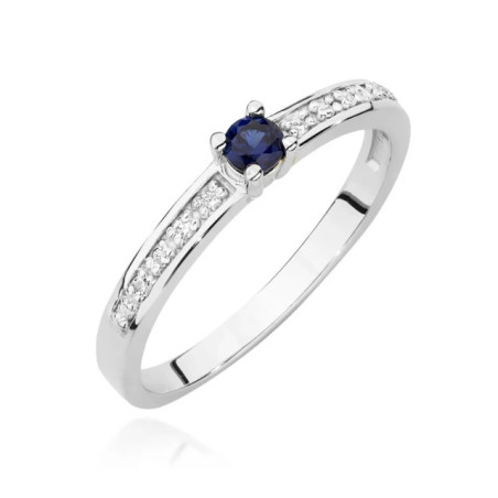 Gold Ring 585 White Gold With Sapphire Diamonds 0.15ct